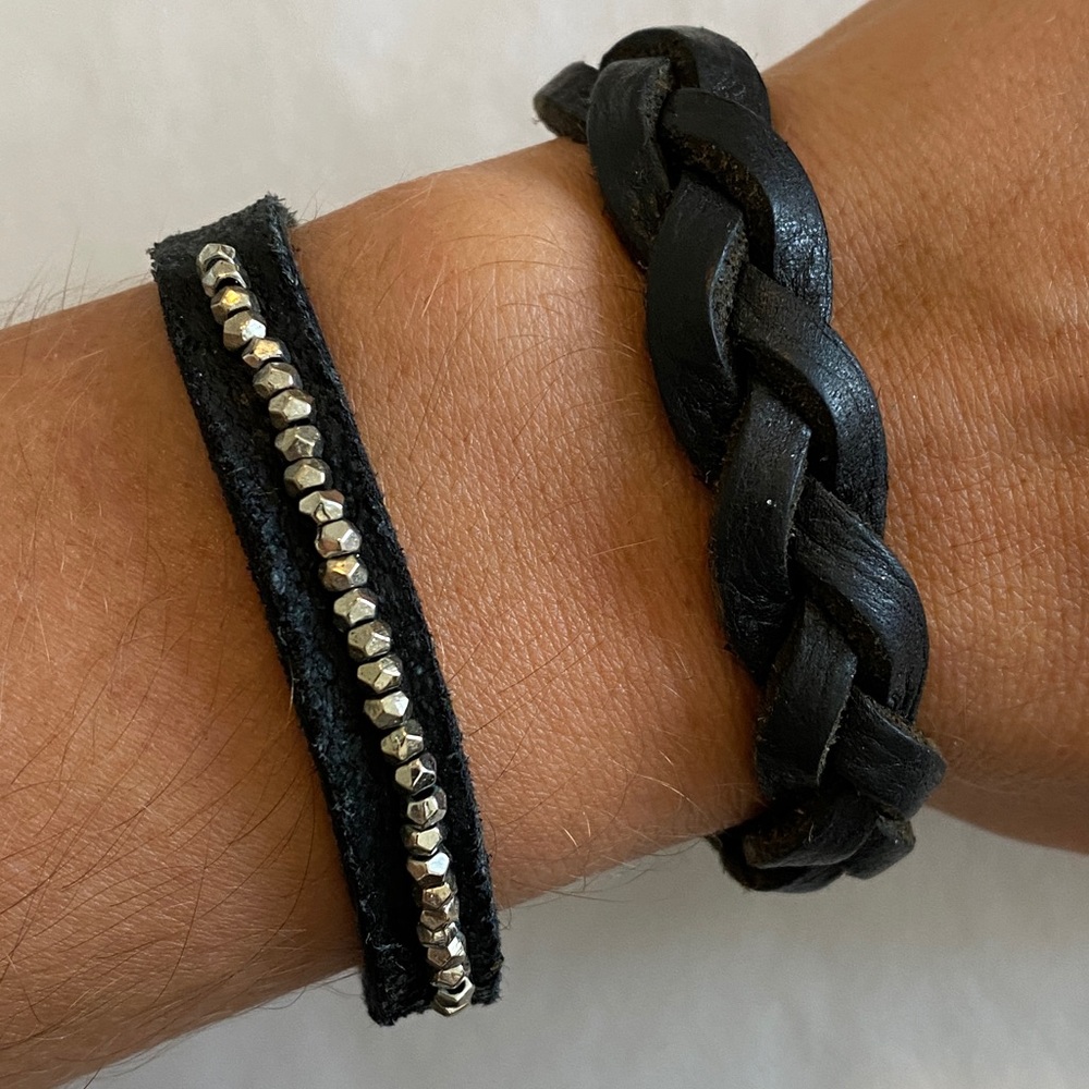 Two Leather Cuff Bracelets